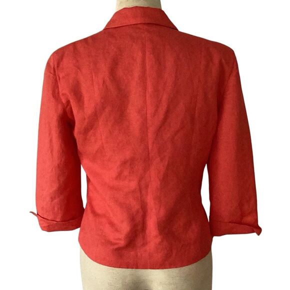 Herman Geist Linen Blend Lined Blazer Jacket Women’s 8 Coral - Picture 4 of 8